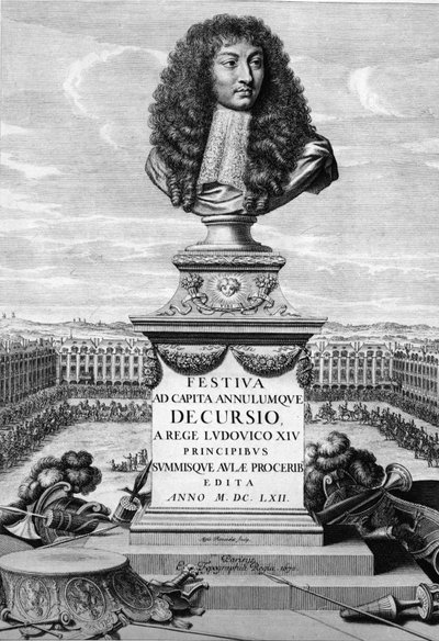 Busto de Luís XIV, o Grande (1638-1715) - em "Festiva ad Capita Cancellumque Decursio, A Rege Ludovico XIV... ", C. Perrault, Paris Imprimerie Royale de French School