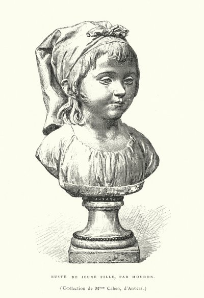 Busto de uma jovem, pelo escultor francês Jean-Antoine Houdon, no final do século XVIII ou início do século XIX (gravura) de French School