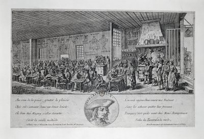 Cabaret du Tambour Royal de Jean Ramponneau (1724-1802), gravura. França de French School