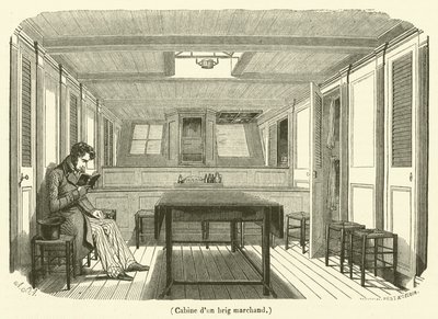 Cabine de um brigue mercante (gravura) de French School