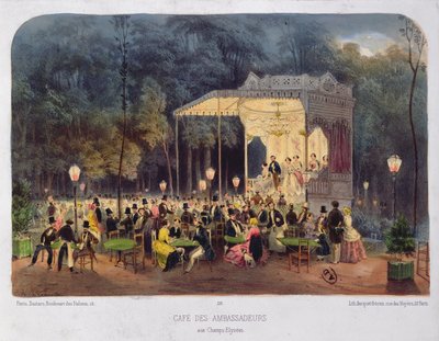 Cafe des Ambassadeurs, Champs-Elysees, c.1850 de French School