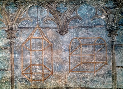 Gaiolas e detalhes arquitetônicos do quarto dos Papas, 1334-62 de French School