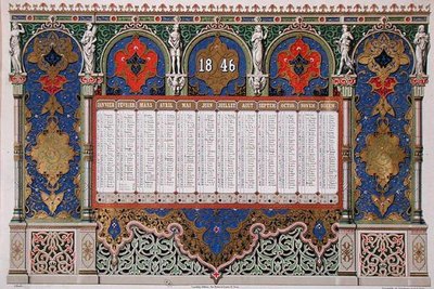 Calendário para 1846, c.1845 (cor litho) de French School