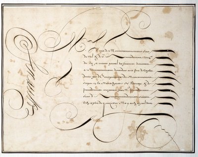 Caligrafia: Gráfico manuscrito de ronda financeira por volta da segunda metade do século XVII por Louis Senault de French School