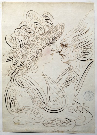 Caligrafia: Retratos de perfil por volta de 1780, de Bernard de Paris. de French School