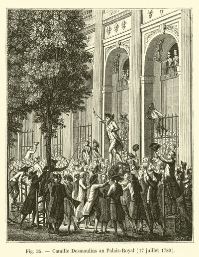 Camille Desmoulins no Palais Royal, 17 de julho de 1789 de French School