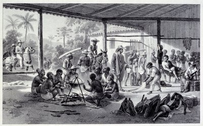 Acampamento de negros no Brasil. Gravura do século XIX. Chartres, Museu de Belas Artes de French School