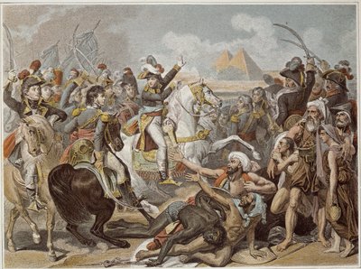 Campanha (Expedição) do Egito (1798-1801): Napoleão na Batalha das Pirâmides (21 de julho de French School