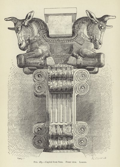 Capital de Susa, vista frontal, Louvre de French School