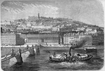 Capsizing do barco a vapor omnibus "Fly n°4" no rio Saone em Lyon (Rhone, 69), 10 de julho de French School