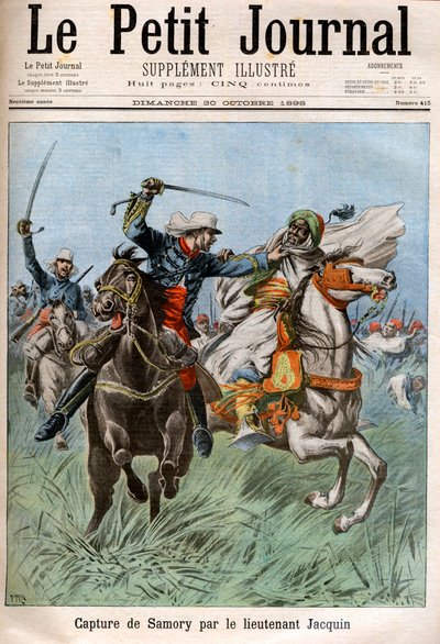 Captura de Samory Toure (cerca de 1830-1900), líder sudanês e opositor da colonização francesa em África, pelo Capitão Gouraud e pelo Tenente Jacquin. Sudão de French School