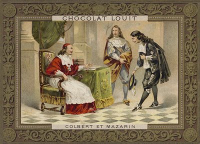 Cardeal Mazarin e Jean-Baptiste Colbert, estadistas franceses, século 17 de French School