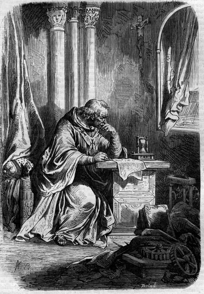 Cardeal amante de Papesse Jeanne (Papa de 855 a 858). Gravação em "Histoire des papes-kings-queens-et-empereurs a travessa les centuries" por Maurice Lachatre de French School