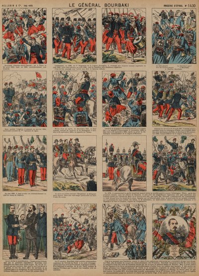 Carreira do general francês Charles-Denis Bourbaki (gravura a cores) de French School