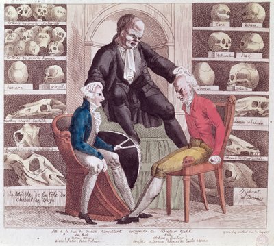 Caricatura de William Pitt the Younger (1759-1806) e Gustav IV Adolf (1778-1837) Visitando o Sr. Franz Joseph Gall (1758-1828) 1806 de French School