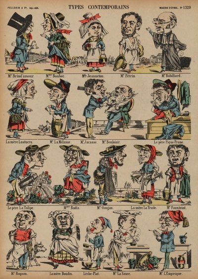 Caricaturas (gravura a cores) de French School