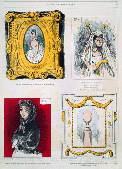 Caricaturas de pintores, Franz Xavier Winterhalter, Glaize Filho, ilustração de Le Salon pour Rire de French School