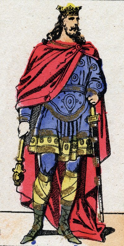 Dinastia Carolíngia: Retrato de Louis I disse o Pio ou "o Debonnaire" (778-840) rei de Franks de 814 a 840. Imagem epinal do final do século XIX. Coleção particular. de French School
