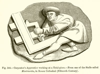 Aprendiz de carpinteiros trabalhando em uma peça experimental de French School