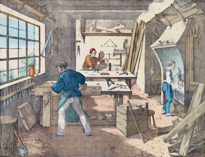 Oficina de carpinteiros, c.1860 de French School