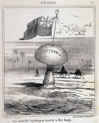 Desenho animado: Nova vegetação no Mar Vermelho (cogumelo britânico colonizando o Egito) - 01/02/1868 de French School