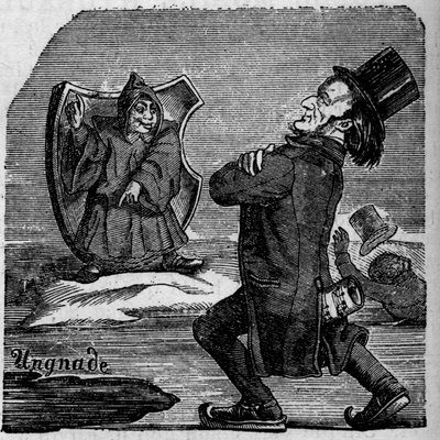 Desenho animado do compositor alemão Richard Wagner (1813-1883) de French School