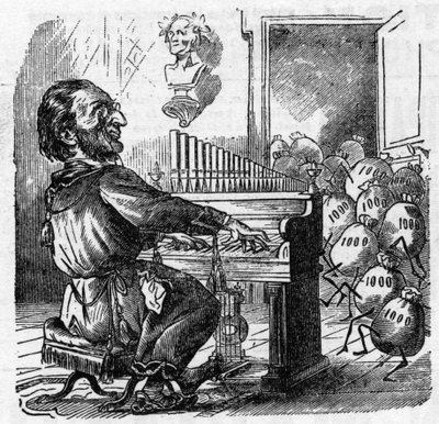 Desenho animado do compositor alemão Richard Wagner (1813-1883) de French School
