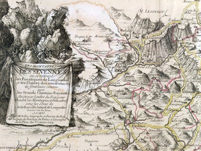 Cartouche de um mapa da região de Cevennes, 1703 de French School