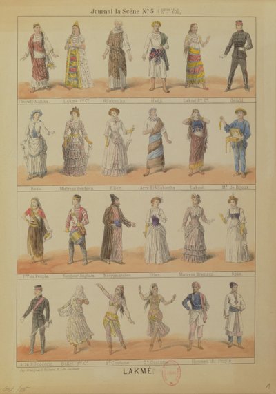 Elenco de personagens da ópera Lakme de Leo Delibes (1861-91) de French School