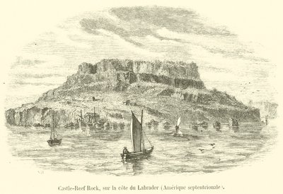 Rocha do Castelo-Reef, na costa do Labrador, América do Norte (gravura) de French School