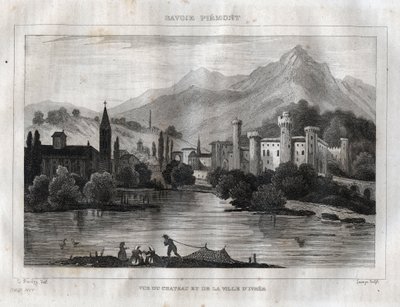 Castelo de Ivrea - Castello di Ivrea - Gravura de "Picturesque Italy" de M. de Norvins, Ch. Nodier 1834-1836. de French School