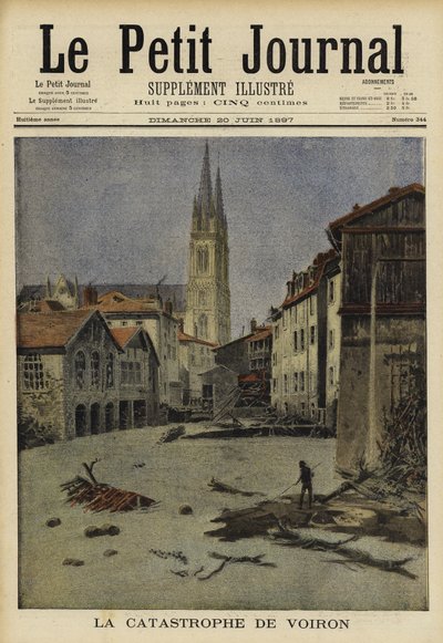 Inundações catastróficas em Voiron, França, 1897 de French School