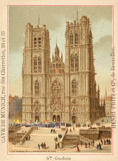 Catedral de São Miguel e São Gudula, Bruxelas (chromolitho) de French School