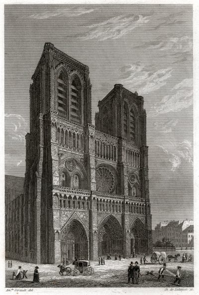 Cathedrale Notre Dame de Paris. (gravura, ca. 1850) de French School