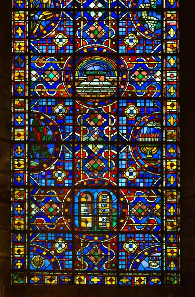 Cathedrale de chartres, detalhe do vitral da paz de French School