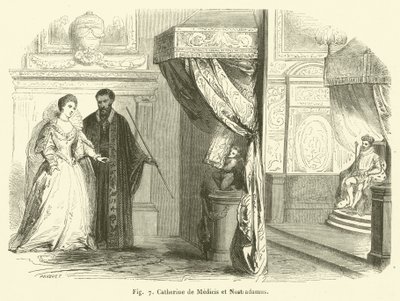 Catherine de Medicis et Nostradamus (gravura) de French School