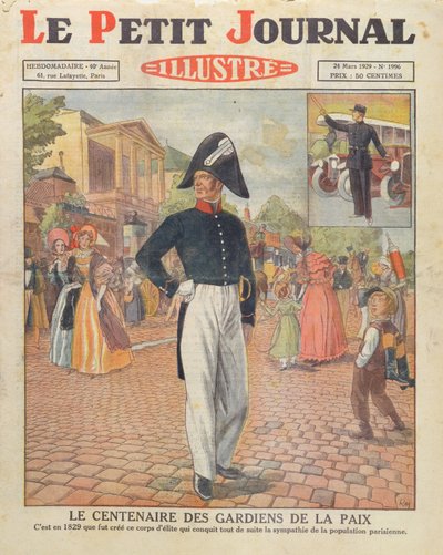 Centenário dos Guardiões da Paz, capa ilustração do Le Petit Journal, 24 de março de 1929 de French School