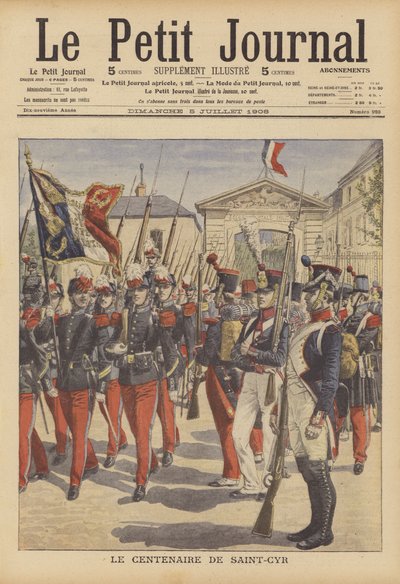 Centenário da criação da academia militar francesa em Saint-Cyr, Paris (cor litho) de French School