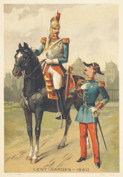 Centengudes em 1860 (Corpo de Cavalaria de Elite encarregado da guarda pessoal do Imperador Napoleão III, criado em 1854, dissolvido em 1870) de French School