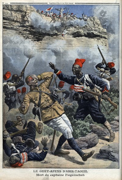 Chade, emboscada em Abir Taouil (Abir-Taouil), morte do Capitão Fiegenschuh, ilustração do 