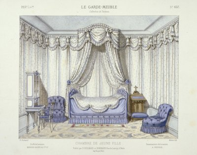 Chambre de Jeune Fille, de Le Garde-Meuble, Pub. Paris, c.1890 (litografia a cores) de French School