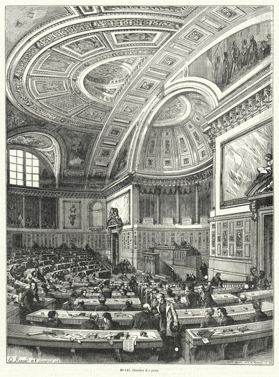 Chambre des Pairs (Câmara dos Pares), Câmara Alta do Parlamento Francês desde 1814 até a sua abolição após a Revolução de 1848 (gravura) de French School