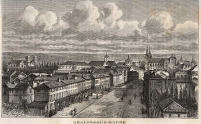 Champagne-Ardenne (Champanhe Ardenne), Marne (51), Chalons sur Marne (Chalons-sur-Marne) (actual Chalons en Champagne, Chalons-en-Champagne) - gravação em "France illustree: geography, history, statistical administration" de V.A. Malt-Brown. 1884 de French School