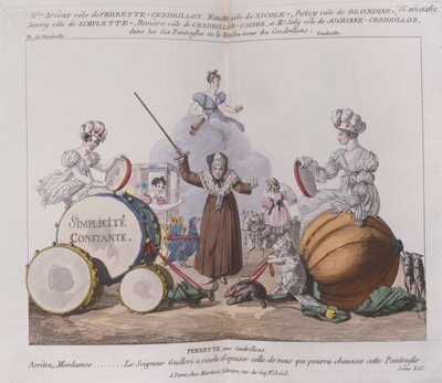 Personagens de uma farsa The Six Slippers ou Rendez-vous de Cinderellas, c.1810 de French School