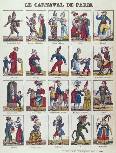 Personagens do Carnaval de Paris, c.1840 de French School