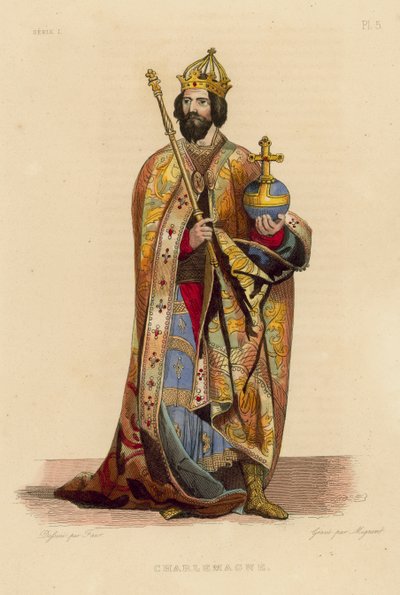 Carlos Magno (gravura colorida) de French School