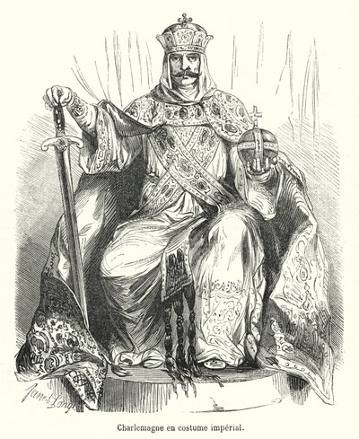 Carlos Magno em traje imperial (gravura) de French School