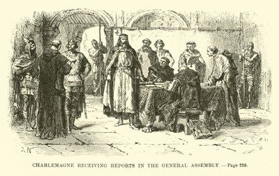 Charlemagne recebendo relatórios na assembléia geral de French School