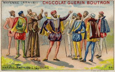 Charles, Duque de Mayenne, dirigindo-se aos membros da Liga Católica (chromolitho) de French School