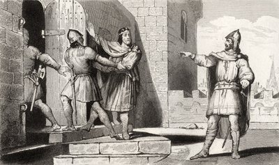 Charles III (879-929) o simples feito prisioneiro por um de seus soldados, de &39;Histoire de France&39; por Colart, publicado c.1840 de French School